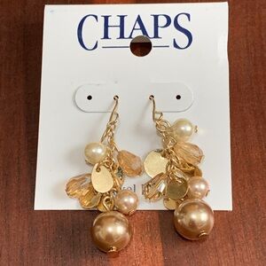 NWT Chaps gold and beige bead earrings